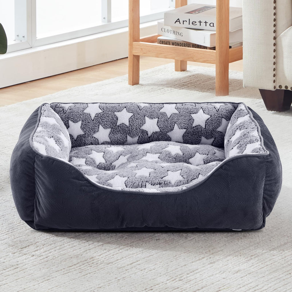 Nosterna Washable Medium Dog Bed - Soft Cosy Rectangle Bed for Small to Large Dogs
