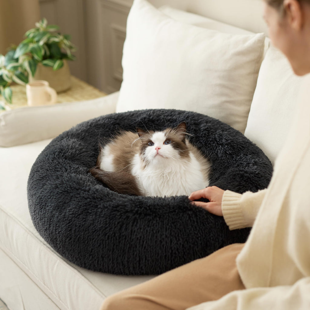 Nosterna Calming Donut Bed - Washable Round Bed for Small Dogs & Cats