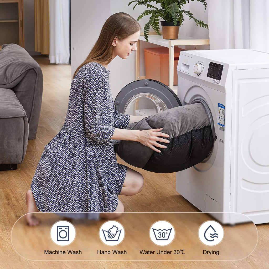 Nosterna Medium Dog Bed - Washable Anti-Anxiety Plush Mattress with Non-Slip Bottom