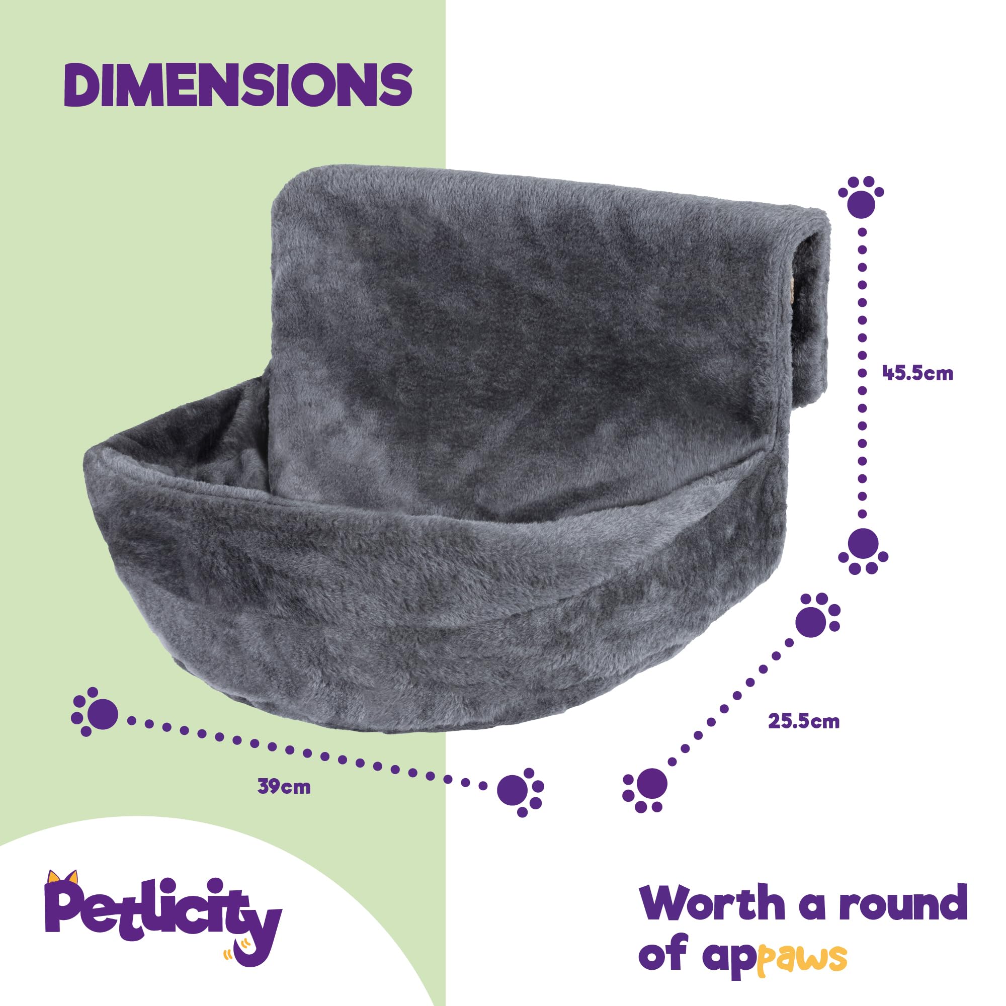Nosterna Deluxe Radiator Cat & Dog Bed - Cozy Fleece Hammock with Durable Iron Frame (Grey)