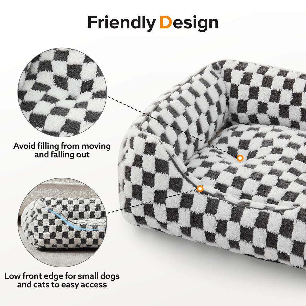 Nosterna Large Dog Sofa Bed, Soft Wool Fleece, Washable, for Border Collie/Golden Retriever, 76x61x23cm