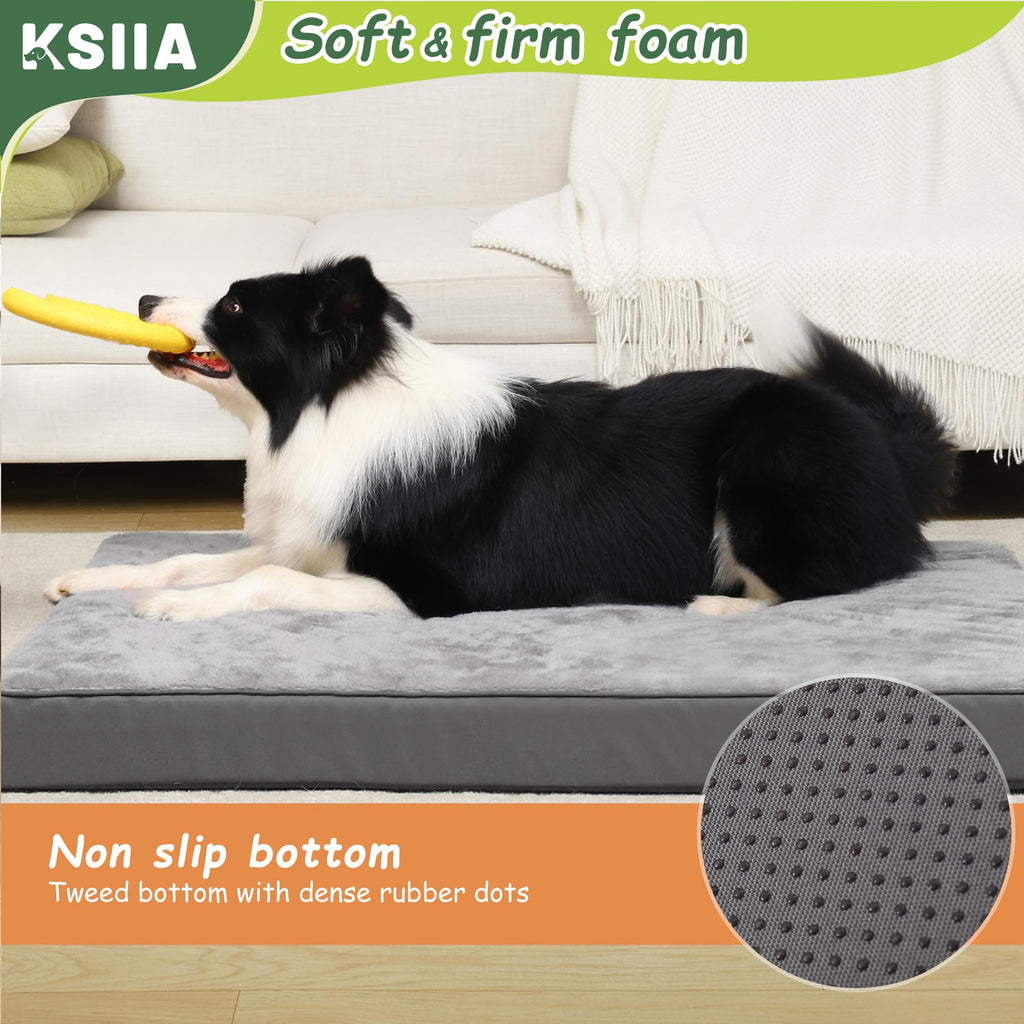 Nosterna Large Washable Dog Bed - Orthopedic Mattress with Waterproof Cover & Non-Skid Bottom