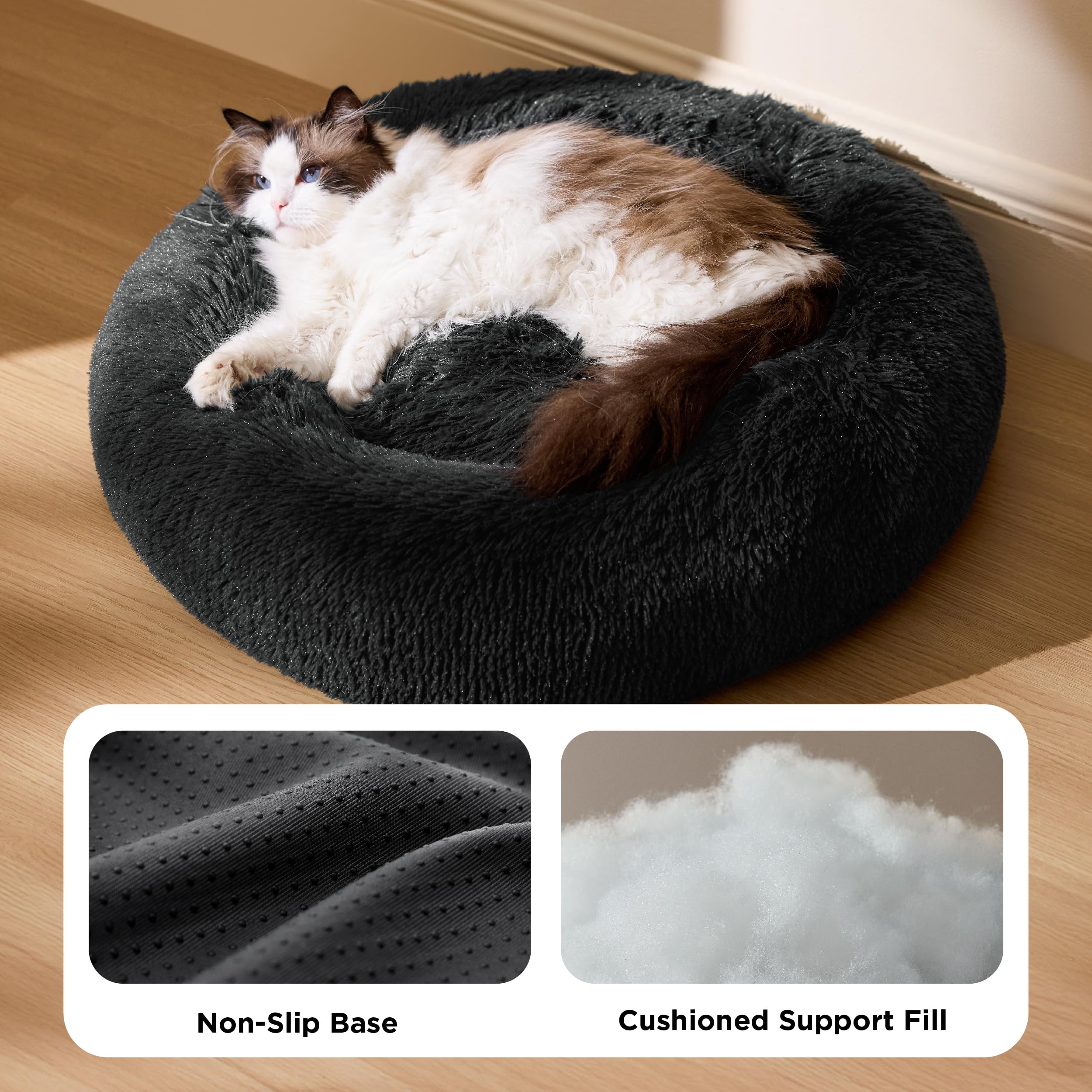 Nosterna Calming Donut Bed - Washable Round Bed for Small Dogs & Cats