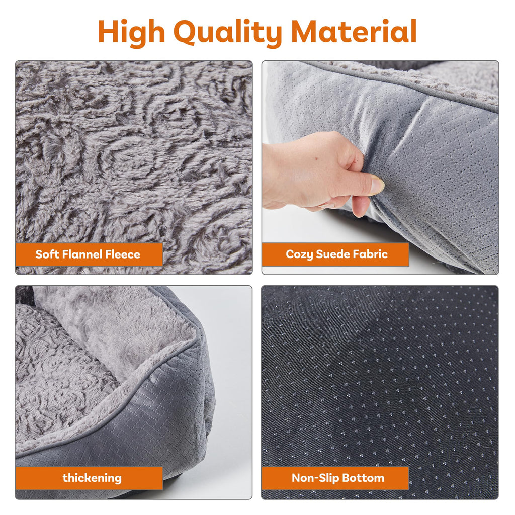 Nosterna Medium Dog Bed - Soft Washable Rectangle Bed with Anti-Slip Bottom & Anti-Anxiety