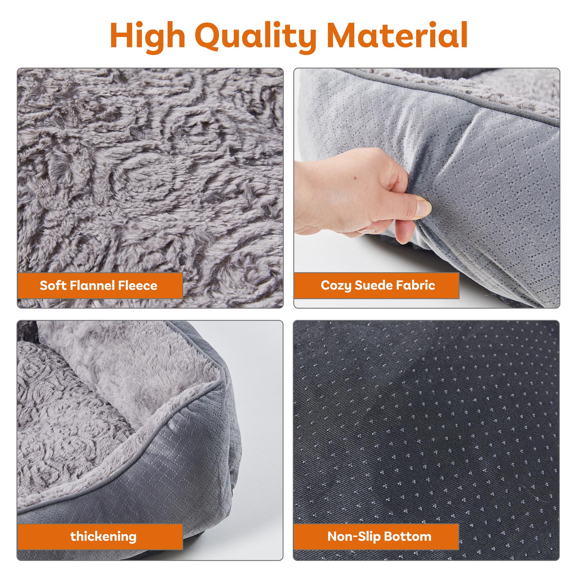 Nosterna Medium Dog Bed - Soft Washable Rectangle Bed with Anti-Slip Bottom & Anti-Anxiety